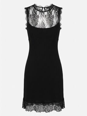 Allen B. By Allen Schwartz Black Lace-Back Midi Dress lace straps in front